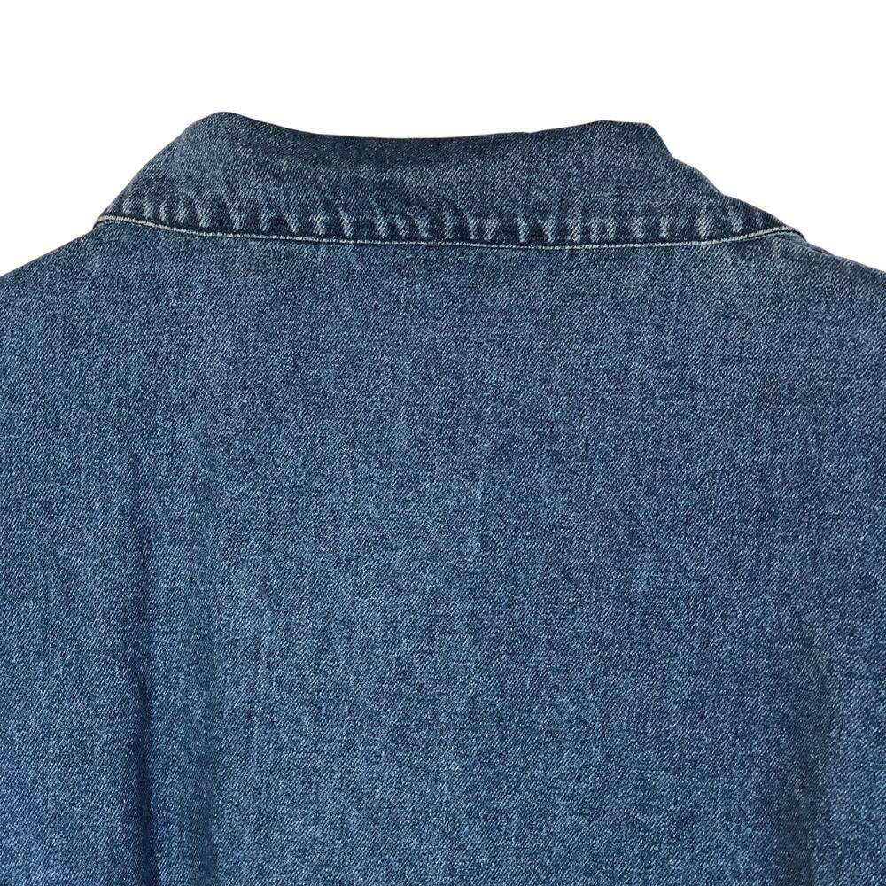 Denim Blazer Vintage Single Button Retro Western Office Blue Large Cotton - Picture 8 of 10